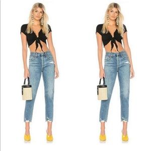 AGOLDE High Rise Distressed Raw Hem Jeans Womens EUC